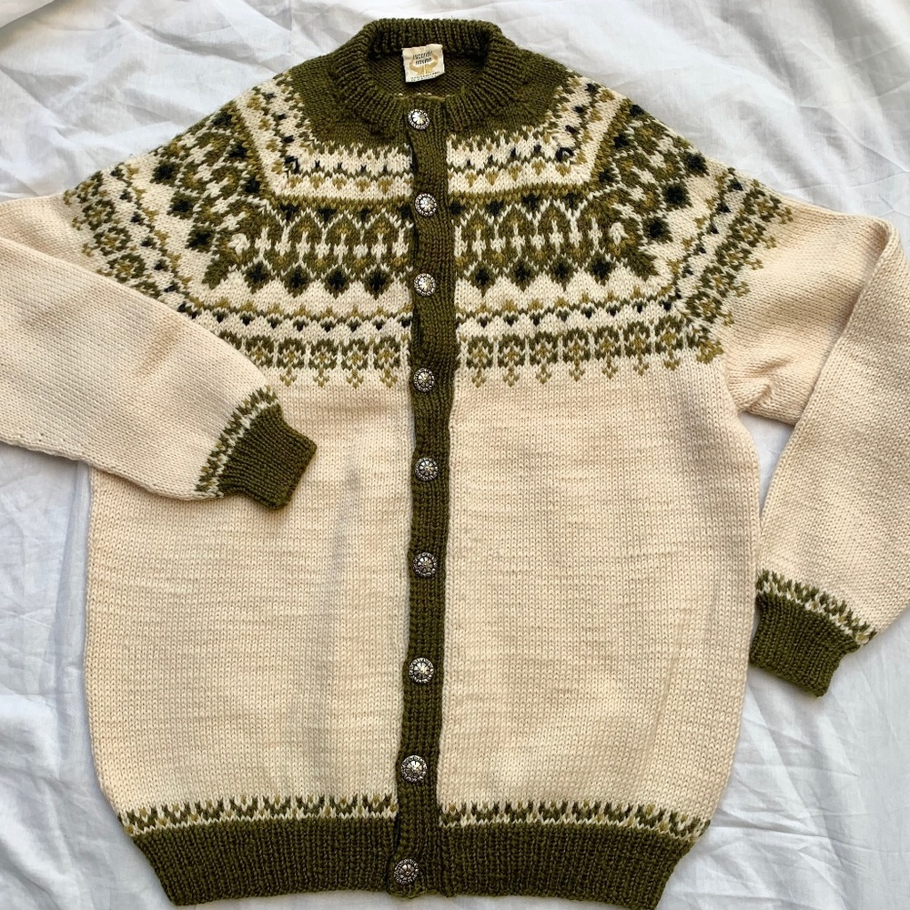 Denmark Heavy Wool Handknit Nordic Cardigan Sweater